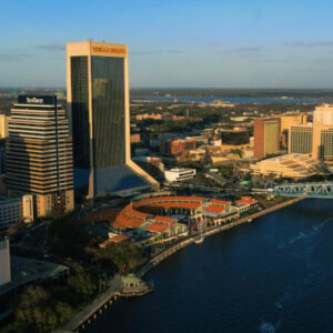 an aerial view of downtown Jacksonville, Florida